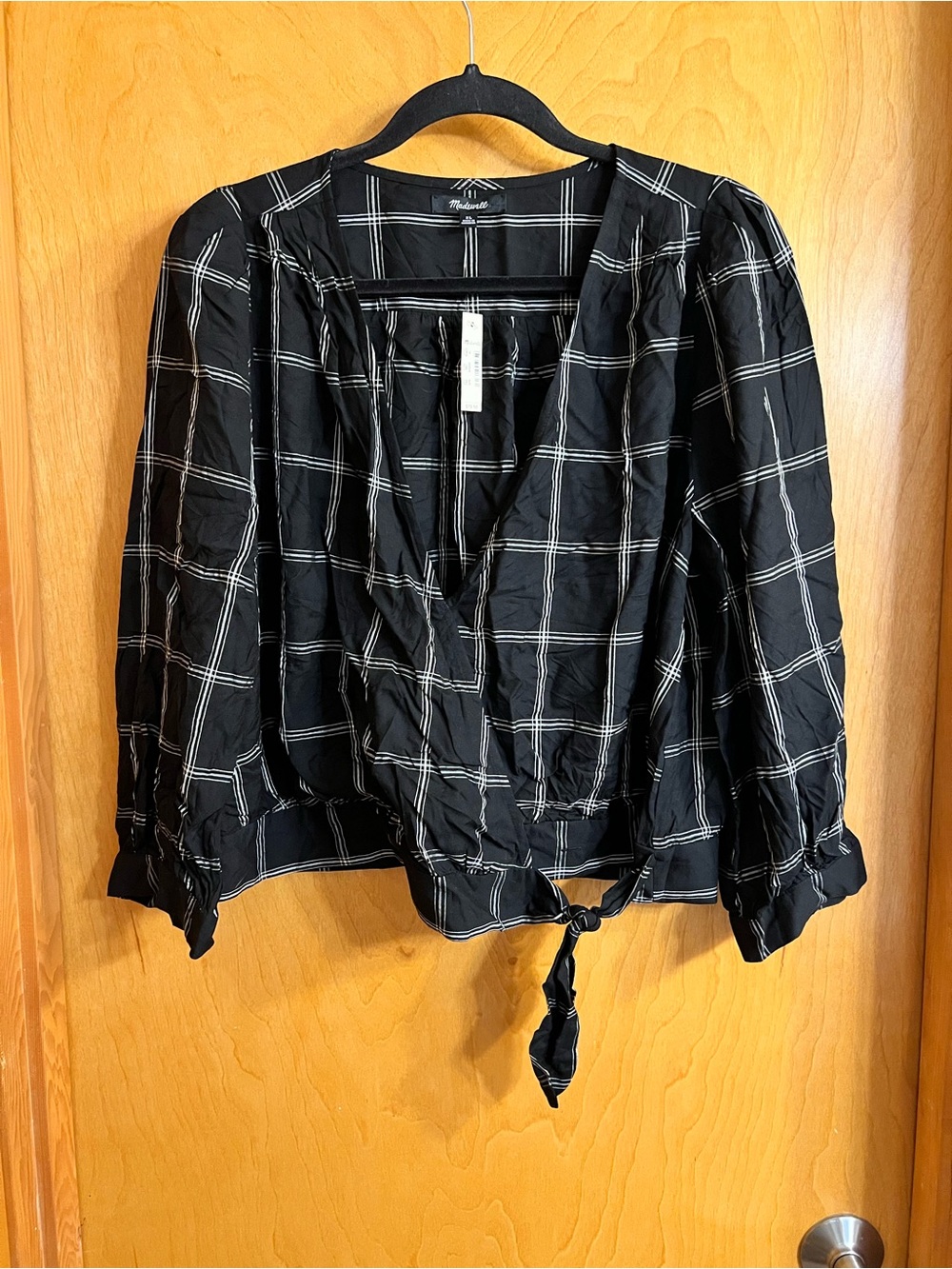 🤍 Madewell Window Pane Wrap Shirt NWT - XL